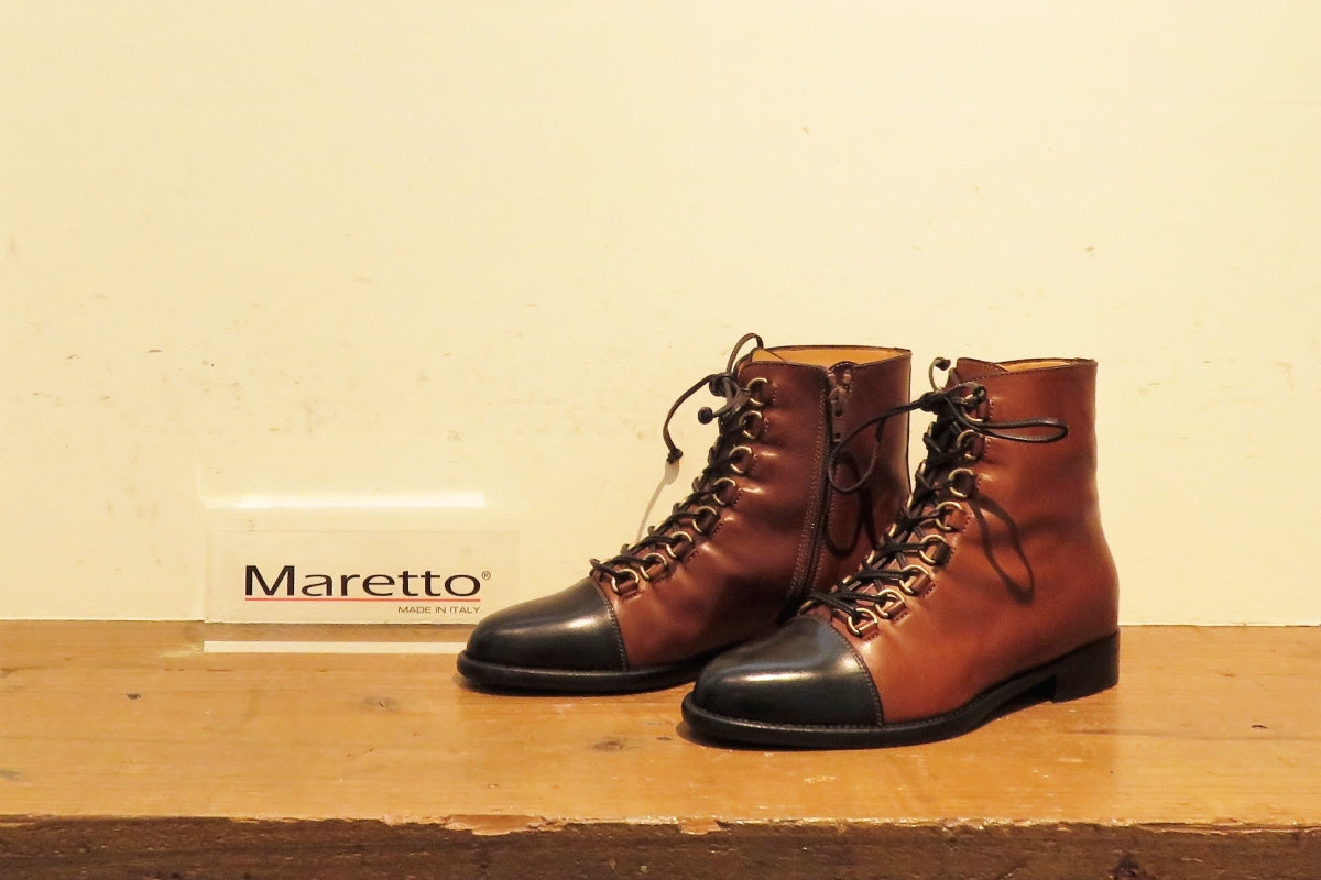 Made in ItalyのMaretto(マレット) トラッドやマニッシュなデザインがお好きな方に是非!のショートブーツです。