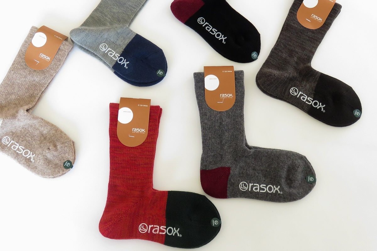 ギフトにもおすすめ! 暖かくて感触も良い「rasox」ウール素材の靴下です。