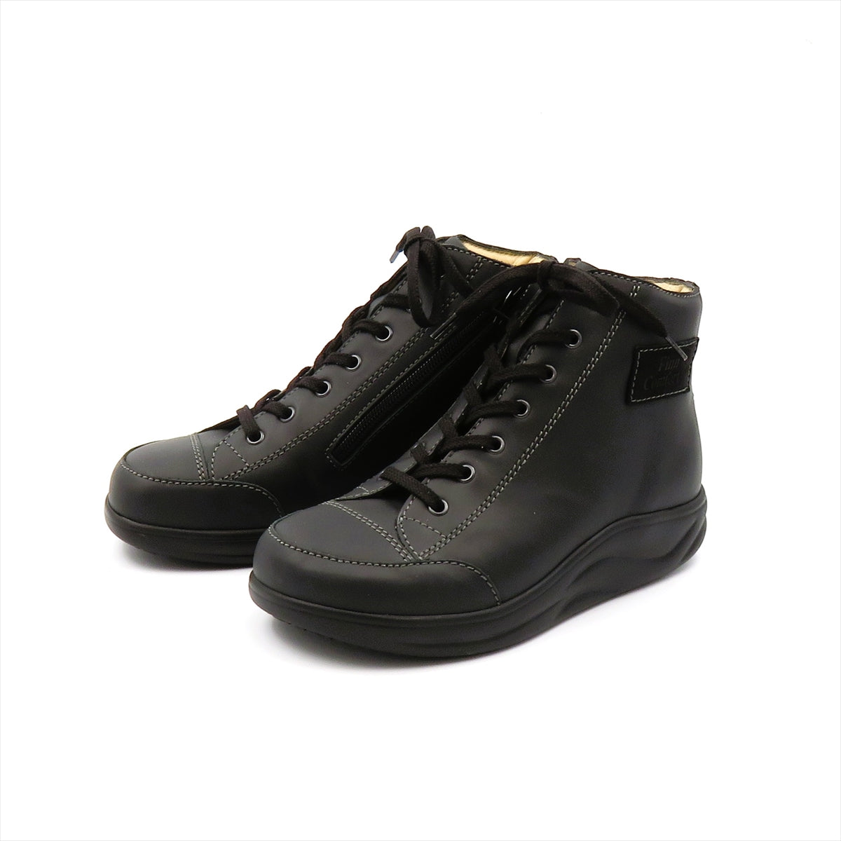 フィンコンフォート スニーカー ブーツ ブラック 23.5 4.5 黒 革 フィンコンフォート スニーカー ブーツ ブラック 23.5 4.5 黒 革